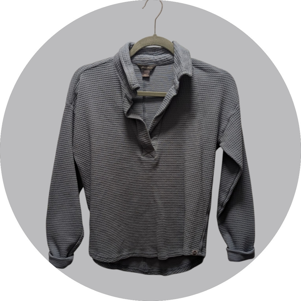 Eddie Bauer - Women's Cloud Blue Waffle Long Sleeve Shirt - Small